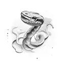 snake with good luck tattoo design idea