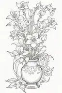 snowdrop, Poppy and Morning Glory in a vase   tattoo design idea