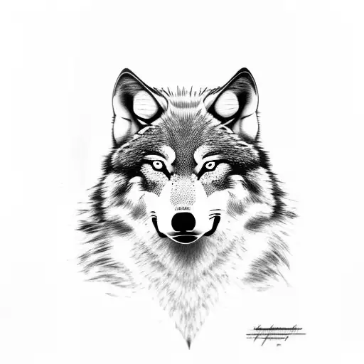 realistic portrait of a wolf with intense eyes nordic style tattoo design idea