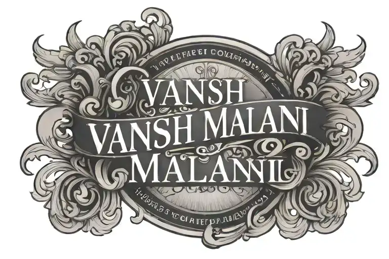 the vansh malani written on the center and in the upper and lower side there is something classy logo look aesthetic  tattoo design idea