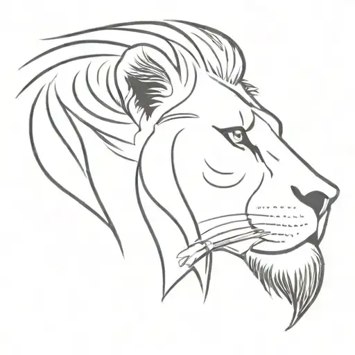A majestic lion with a quill pen in its mouth, symbolizing creativity and strength tattoo design idea