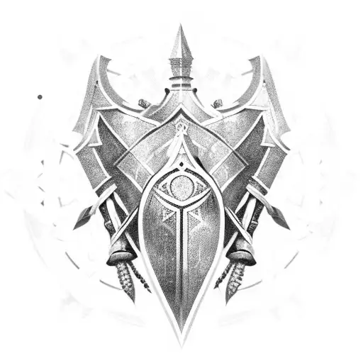 Intricate Templar knight armor with a medieval backdrop tattoo design idea