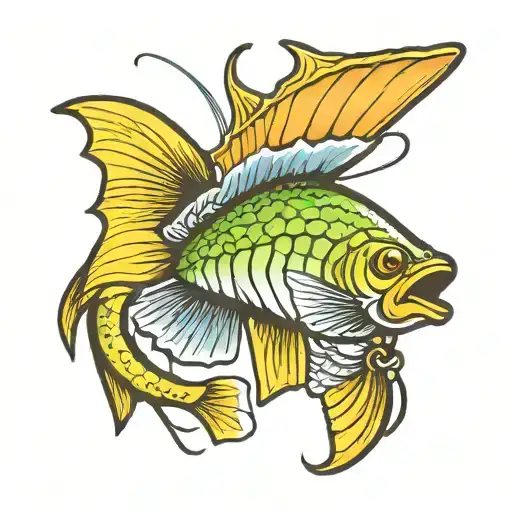 fly fishing lure tattoo design idea