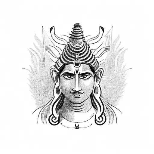 A tribal-inspired depiction of Lord Shiva atop the majestic Kailash mountain tattoo design idea