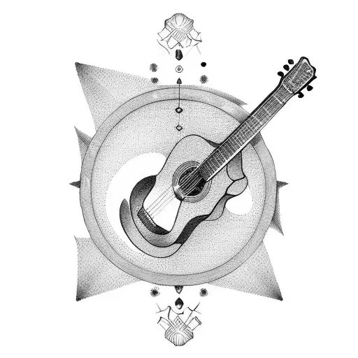 acoustic guitar tattoo design idea