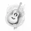 acoustic guitar tattoo design idea