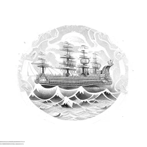 Noah's Ark ship with water tattoo design idea