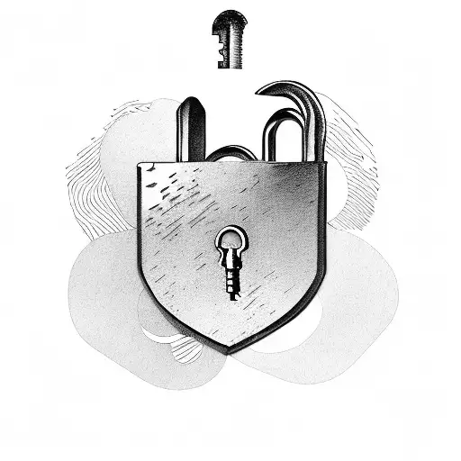 lock and key with finger print  tattoo design idea
