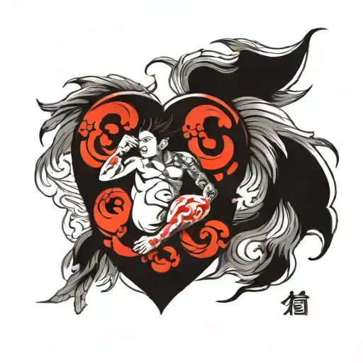 Italian maniac settled in the shape of a heart tattoo design idea