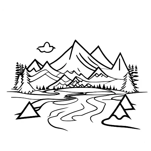 A hiking trail winding through a dense forest tattoo design idea