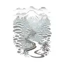 A hiking trail winding through a dense forest tattoo design idea