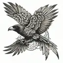 raven with wings spread wings looking tattoo design idea