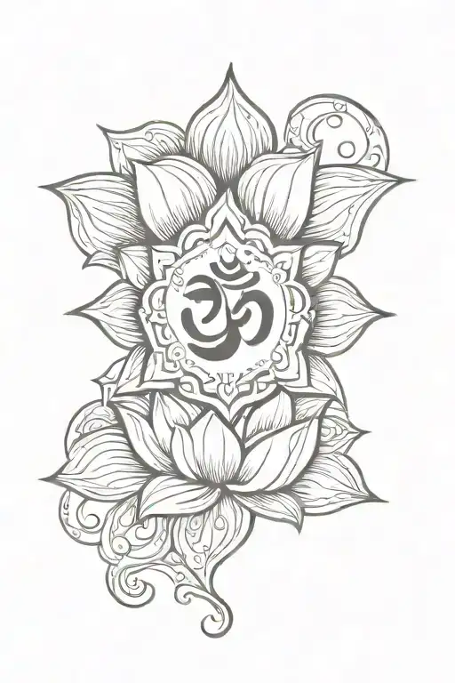 lotus om symbol moon boredom tattoo design idea