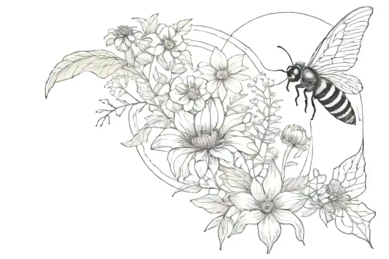 fern plant, fairy, mushroom, coneflower, bee, butterfly, sacred geometry, dahlia, brainstorm, research, true crime, boho tattoo design idea