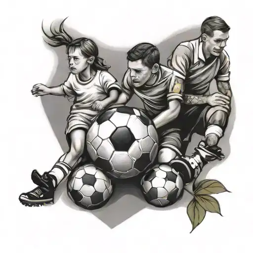 christianity, soccer and family tattoo design idea