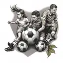 christianity, soccer and family tattoo design idea