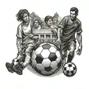 christianity, soccer and family tattoo design idea