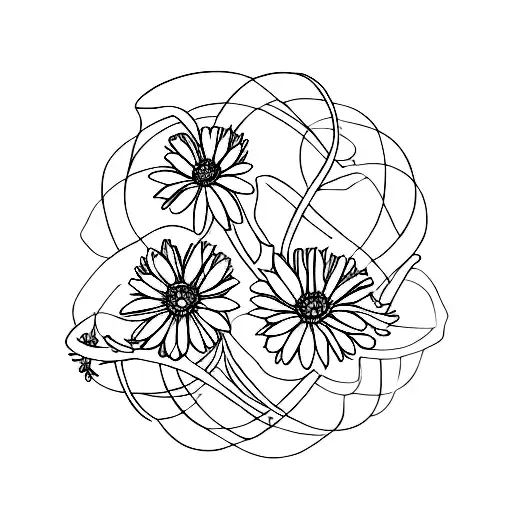 one august and one september birth flower intertwined tattoo design idea