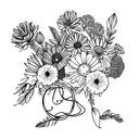 august and september birth flower bouqet tattoo design idea