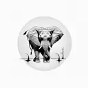 A serene landscape with an elephant gracefully walking on water, symbolizing strength and adaptability tattoo design idea