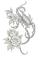 scorpion and roses tattoo design idea
