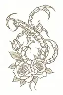 scorpion and roses tattoo design idea