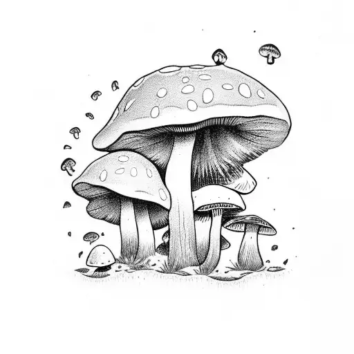 mushroom garden tattoo design idea