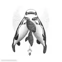 Orca with "Ulloa" under it tattoo design idea
