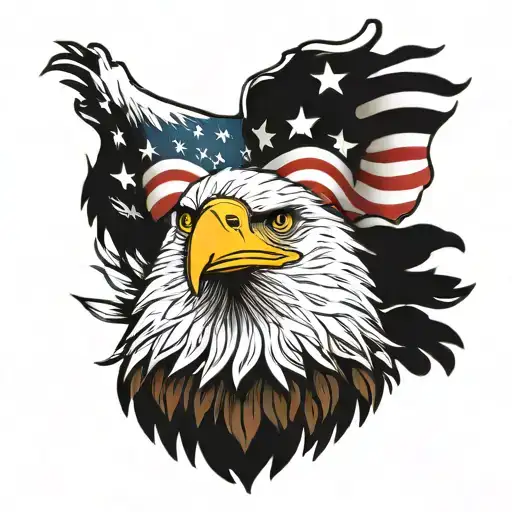 bald eagle holding american flag tattoo design idea