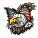 bald eagle holding american flag tattoo design idea