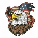 bald eagle holding american flag tattoo design idea
