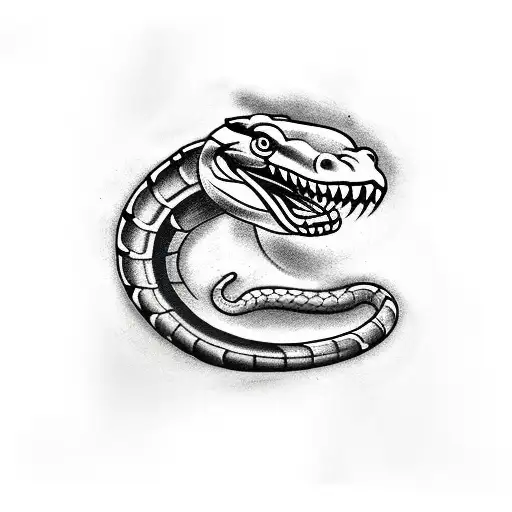 Angry colorful king cobra snake with some bamboo leaves around him tattoo design idea