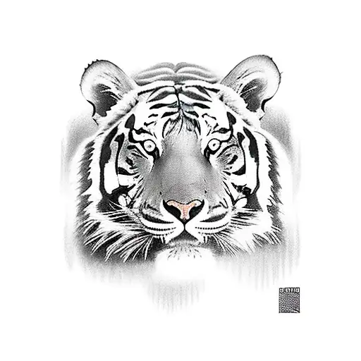 Chinese tiger walking a through bamboo forest tattoo design idea