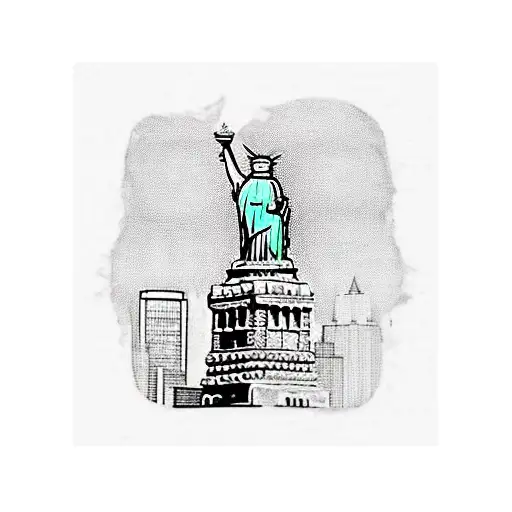 New York City skyline with the statue of liberty in the forefront tattoo design idea