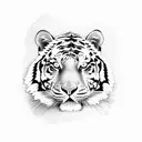 Colored Tiger walking through bushes and bamboo tattoo design idea