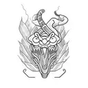 Angry colorful king cobra snake with some bamboo leaves around him tattoo design idea