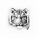 Full body tiger walking through bamboo forest tattoo design idea