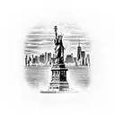 New York City skyline with the statue of liberty in the forefront tattoo design idea
