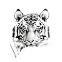 Tiger walking through bushes and bamboo tattoo design idea