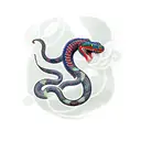 Angry colorful king cobra snake with some bamboo leaves around him tattoo design idea