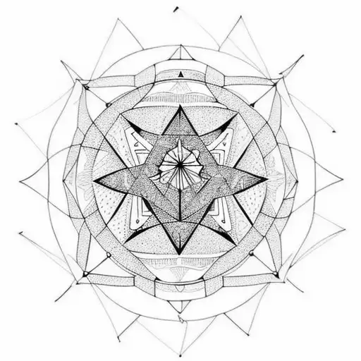 Mandala with geometry on neck tattoo design idea