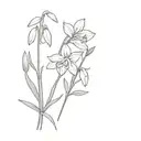 birth flower bouquet, snowdrop, daffodil, daisy and cosmo tattoo design idea