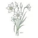 birth flower bouquet, snowdrop, daffodil, daisy and cosmo tattoo design idea
