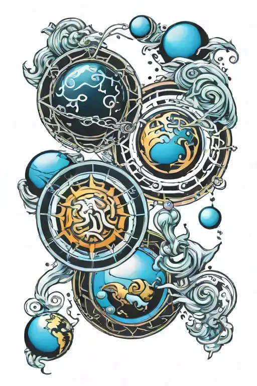 zodiac sign aquarius and planet uranus tattoo design idea