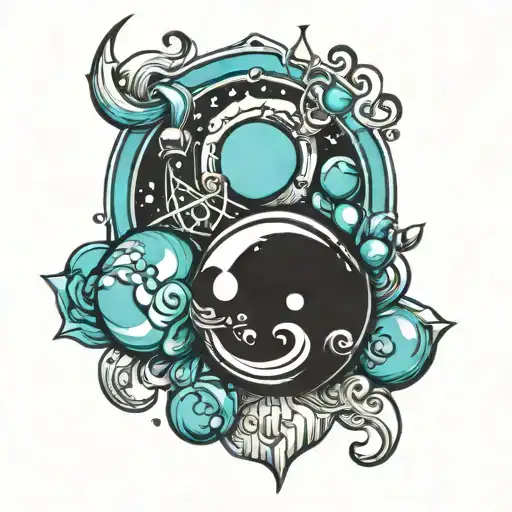 sign aquarius and planet uranus tattoo design idea