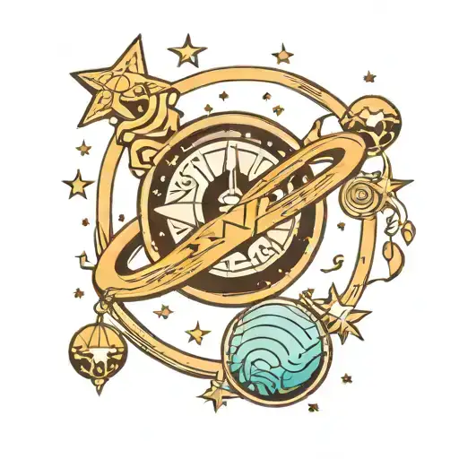 sign aquarius and planet uranus planet and number tattoo design idea