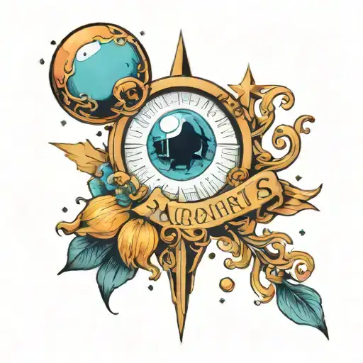 sign aquarius and planet uranus planet and number tattoo design idea