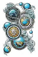 zodiac sign aquarius and planet uranus tattoo design idea