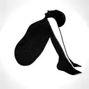 a sexy female silhouette facing us, legs crossed and arms around her body, realistic tattoo design idea