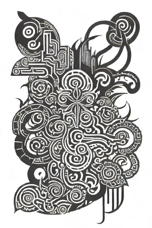 traumatic childhood, prison, lawyer symbolized tattoo design idea